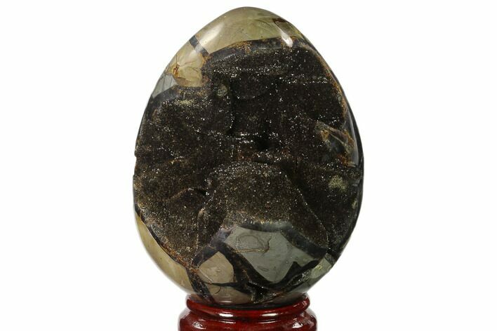 Septarian Dragon Egg Geode - Black Crystals #137947